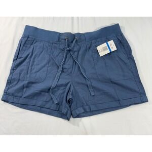 Per Se Indigo Blue Linen Blend Drawstring Shorts XL NWT 2630
